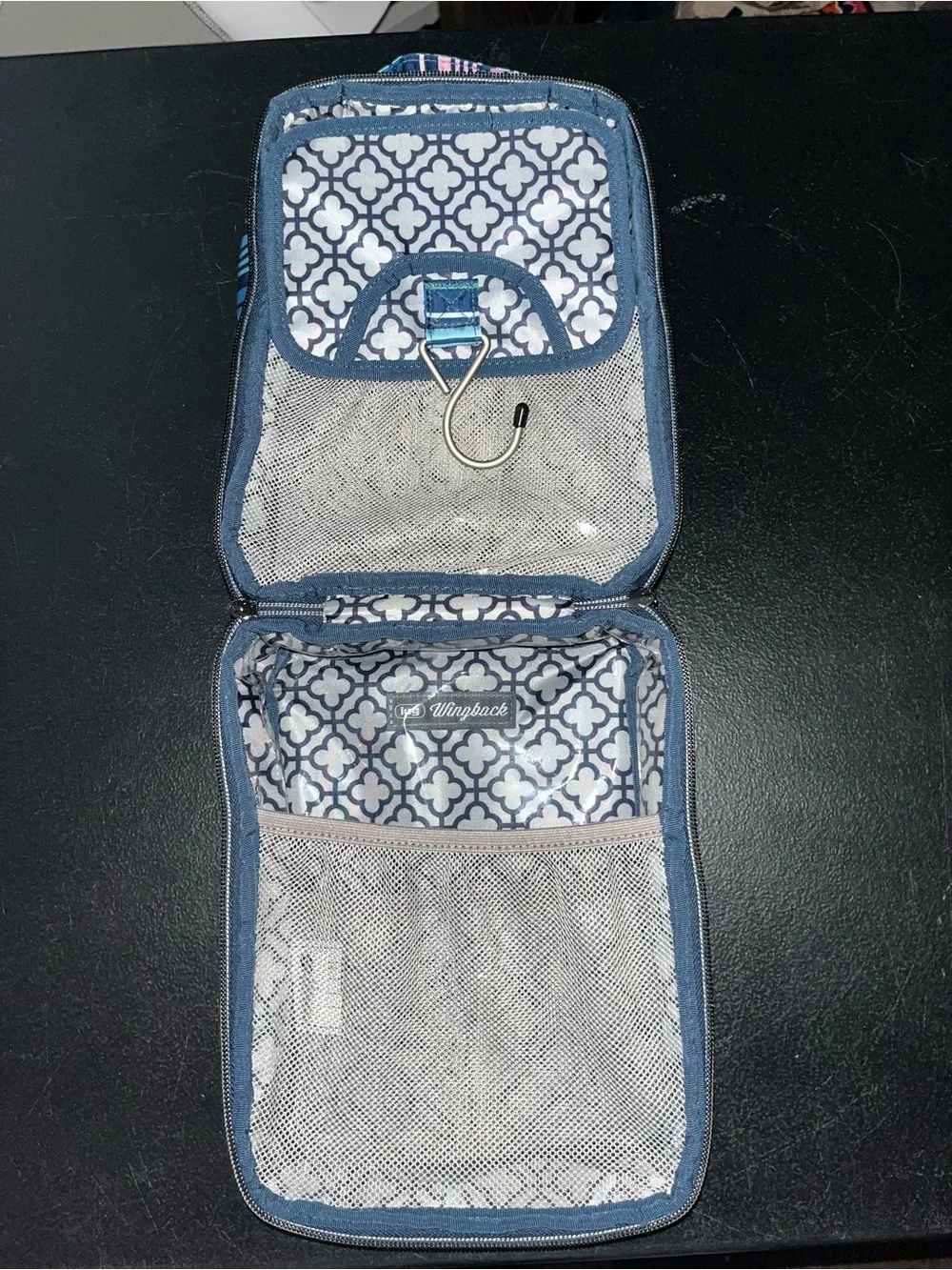Lug striped wingback cosmetic bag-hanging toiletry bag